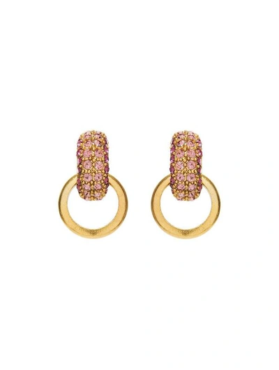 Oscar De La Renta Pavé Crystal Link Earrings In Gold
