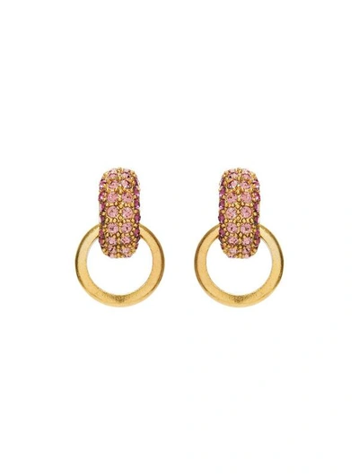 Oscar De La Renta Pavé-crystal Link Earrings In Amethyst