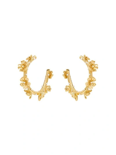 Oscar De La Renta Flower Hoop Earrings In Gold