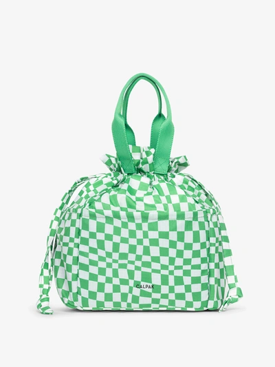 Calpak Insulated Lunch Bag In Green Checkerboard