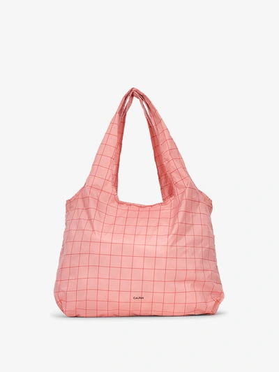 Calpak Compakt Tote Bag In Pink Grid