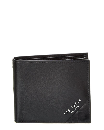 Ted Baker Prugs Embossed Corner Leather Bifold Wallet In Black