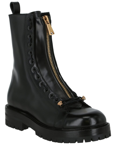 Versace Greca Leather Combat Boot