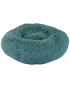 Precious Tails Super Lux Fur Donut Pet Bed- Large In Teal