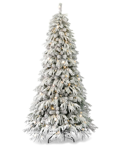 Seasonal Llc Seasonal Decor Frosted Acadia 7.5' Pre-lit Full Flocked Mixed Pvc Tree