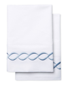 Melange Mélange Home 600tc Sateen Cotton Rope Embroidered Pillowcases In Blue
