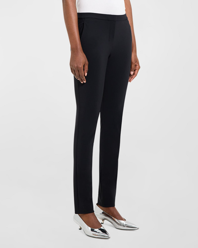 Theory Low-rise Precision Ponte Skinny Pants In Black
