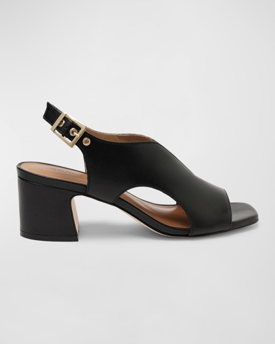 Bernardo Bedford Mid Heel Sandals In Black Glove Leath