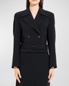 Theory Double-breasted Admiral Crepe Crop Trench Coat In Black