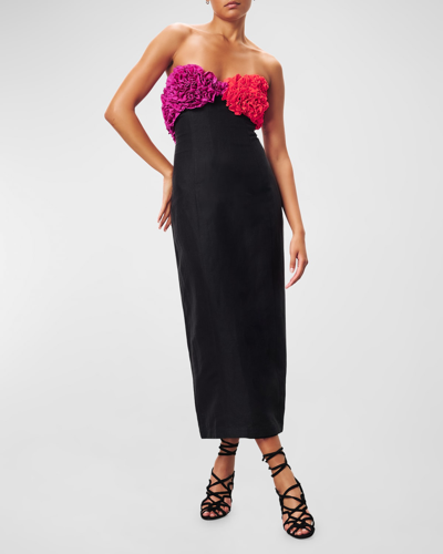 Mara Hoffman Carmen Ruffled Cotton-blend Midi Dress In Black Multi