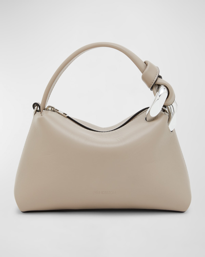 Jw Anderson Corner Small Zip Leather Shoulder Bag In Taupe