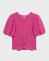 Habitual Kids' Girl's Puff Sleeve Top In Dark Pink