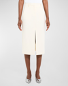 Theory Admiral Crepe Midi Trouser Skirt In Rice