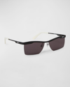 Off-white Men's Rimini Metal Rectangle Sunglasses In Black