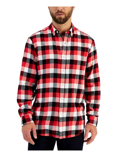 Club Room Mens Flannel Cotton Button-down Shirt In Red