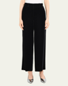 Theory Wide Leg Stretch Velvet Pants In Black