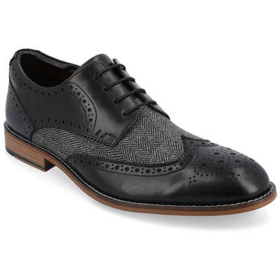 Thomas & Vine Filmore Herringbone Wingtip Derby In Black