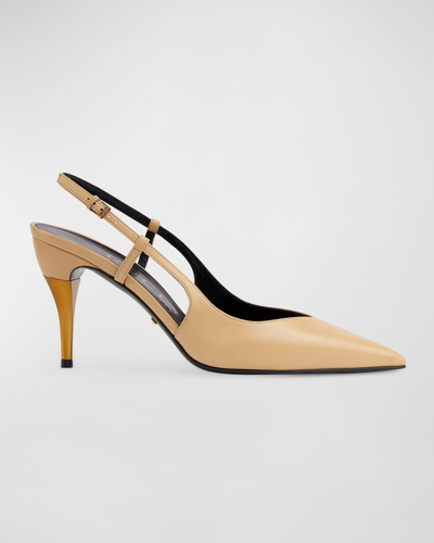 Gucci Mid-heel Slingback Pumps In Wheat