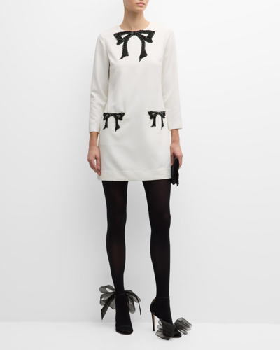 Mestiza New York Katalin Cutout Rhinestone Bow Mini Dress In Ivory Black