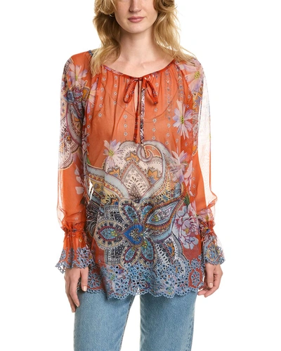 Johnny Was Paisley Mesh Blouse In Multi