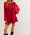 FREE PEOPLE SUNSHINE OF LOVE MINI DRESS IN BLENDED BERRY