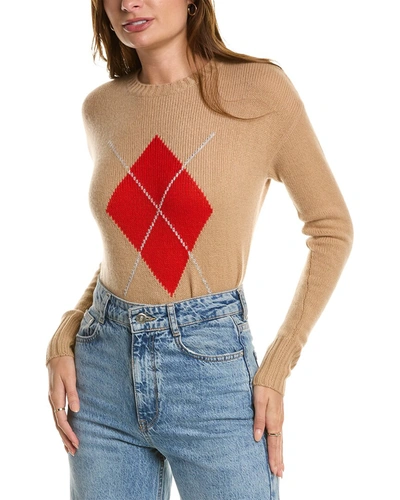 KIER + J CREWNECK ARGYLE CASHMERE SWEATER