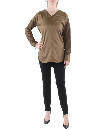 Lyssé Token Womens Banded V-neck Pullover Top In Gold