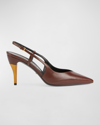 Gucci Damenpumps Mit Absatz Und Fersenriemchen In Chocolate Brown