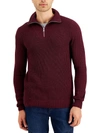 INC MENS CABLE KNIT QUARTER-ZIP PULLOVER SWEATER