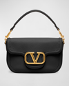 Valentino Alltime Grained Leather Shoulder Bag In Nero