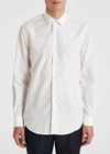 Paul Smith Slim-fit White Poplin Cotton Shirt With 'artist Stripe' Cuff Lining In White