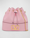 Valentino Garavani Vlogo Drawstring Leather Chain Bucket Bag In Bubble