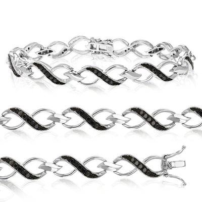 Vir Jewels Sterling Silver Black Diamond Bracelet (1 Ct) Infinity Style