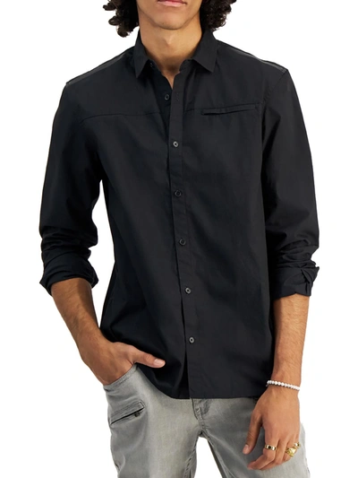 Inc Mens Cotton Regular Fit Button-down Shirt In Black