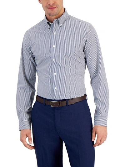 Club Room Mens Slim Fit Striped Button-down Shirt In Blue