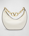 Valentino Garavani Small Vlogo Moon Hobo Bag In Ivory
