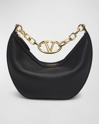 Valentino Garavani Small Vlogo Moon Hobo Bag In Nero