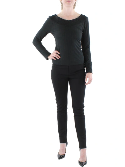Jessica Simpson Elmira Womens V-neck Shirt Pullover Sweater In Black