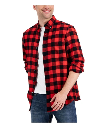 Club Room Men's Regular-fit Plaid Flannel Shirt, Created For Macy's In Bright Ruby Combo
