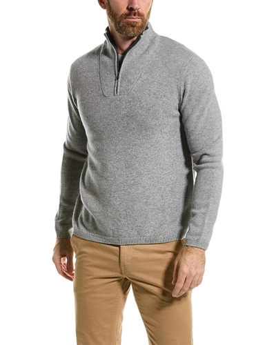 Amicale Cashmere 1/4-zip Cashmere Funnel Sweater In Grey