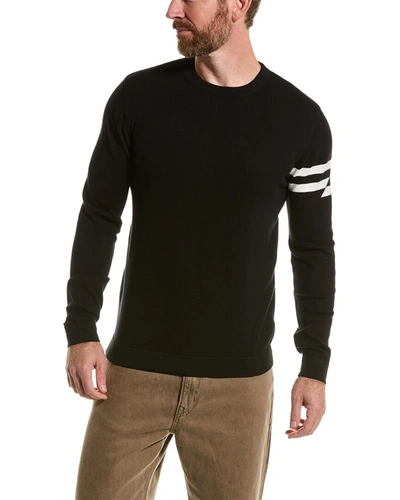 Loft 604 Breaking Stripe Crewneck Sweater In Black