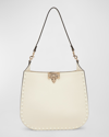 Valentino Small Rockstud Leather Hobo Bag In Ivory