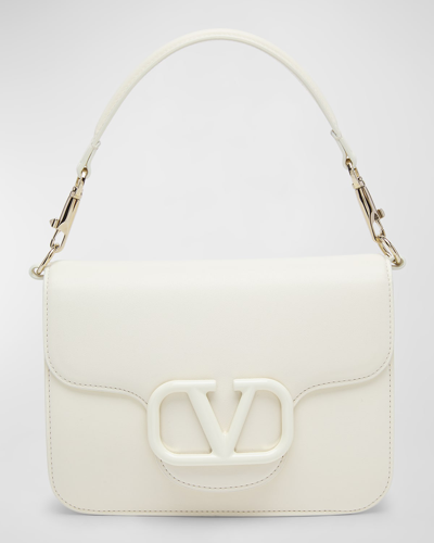 Valentino Garavani Loco Vlogo Flap Leather Shoulder Bag In Ivory