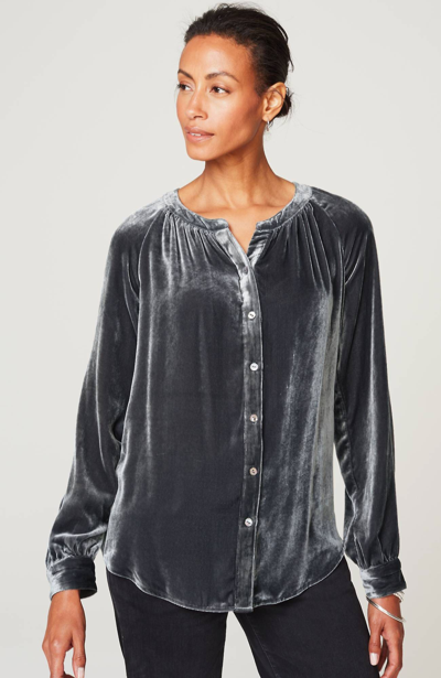 Jjill J.jill Rayon & Silk Velvet Blouse In Greystone