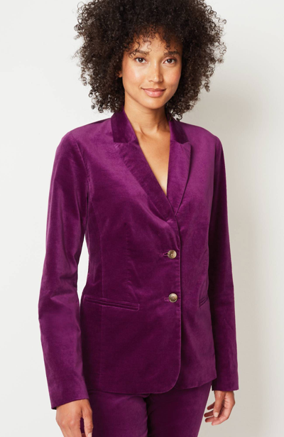 Jjill J.jill Velveteen Stretch Curved-hem Blazer In Sugar Beet