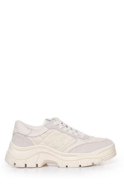 Pinko Logo Embroidered Quilted Low In Bianco Giglio