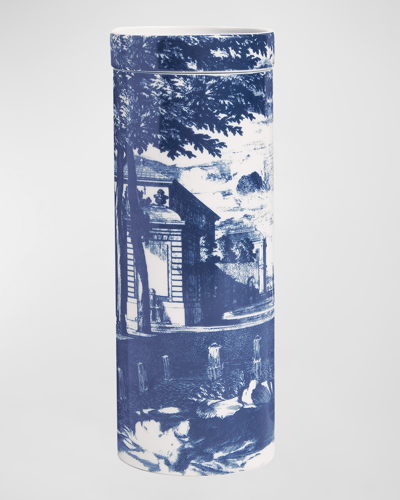 Fornasetti Scented Tower Candle Blue & White/giardino Settecentesco