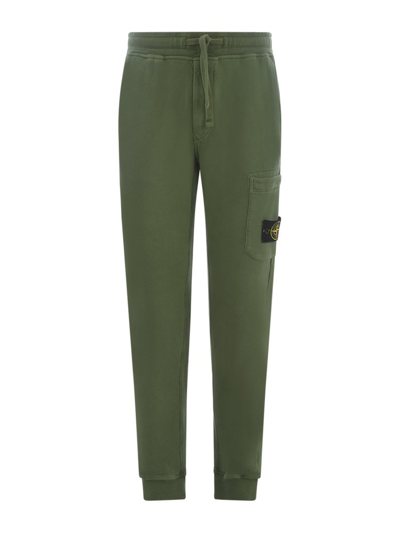 Stone Island Logo Patch Drawstring Track Trousers In Green