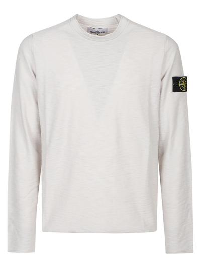Stone Island Compass Patch Knitted Jumper In White
