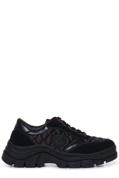 Pinko Logo Embroidered Quilted Low In Black